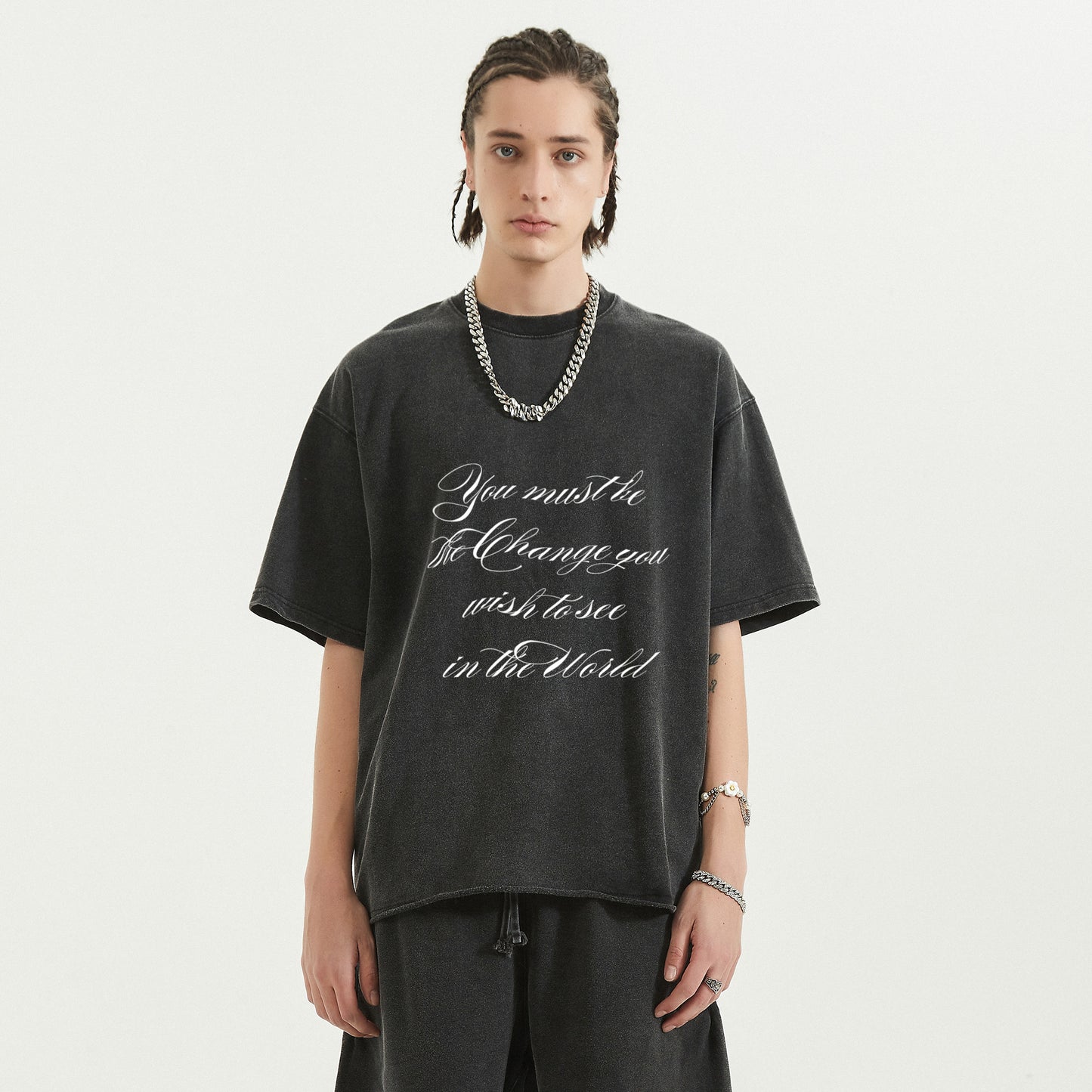 change | faded raw t-shirt | black