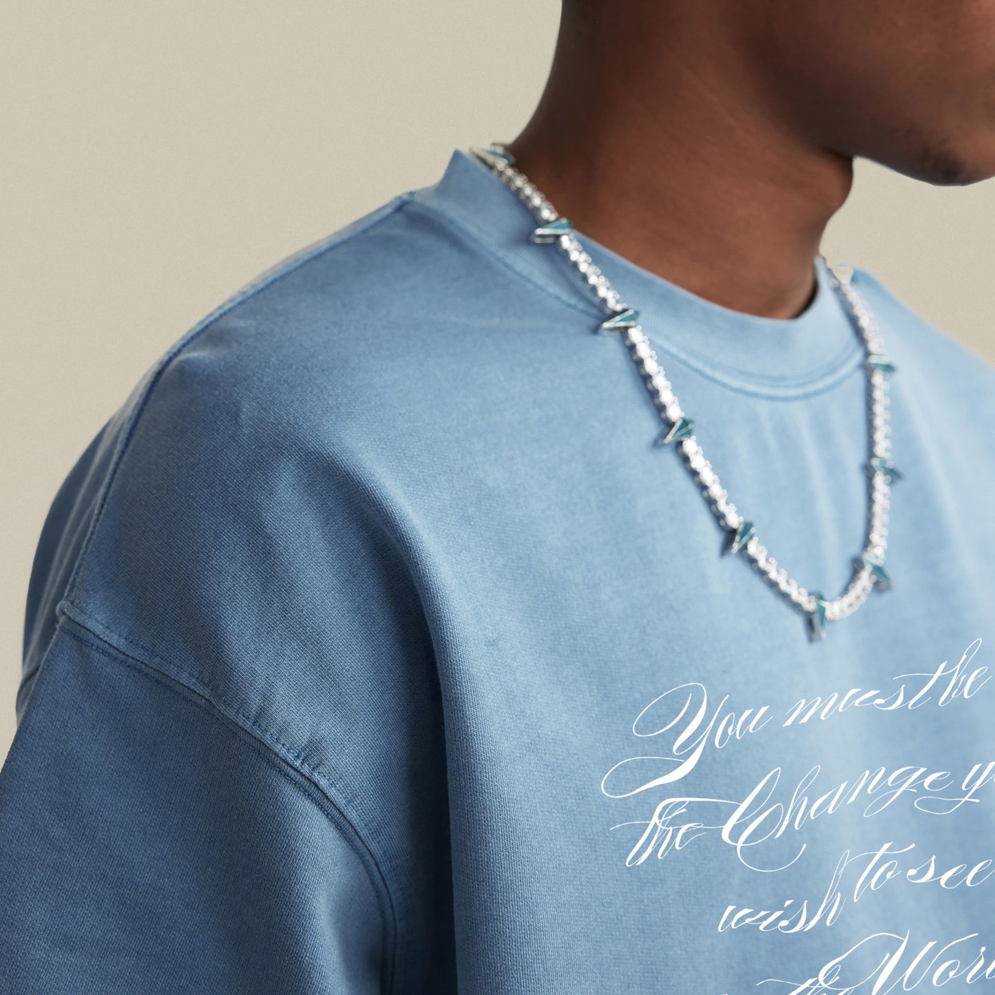 change | faded raw t-shirt | slate blue