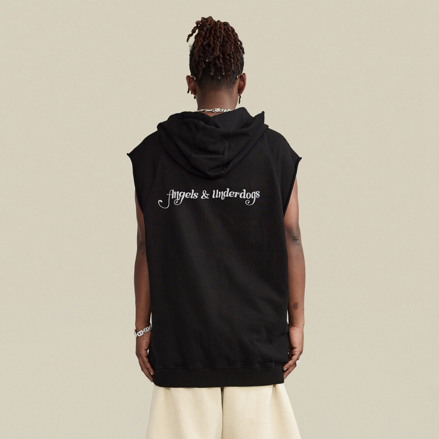 change | sleeveless hoodie | black
