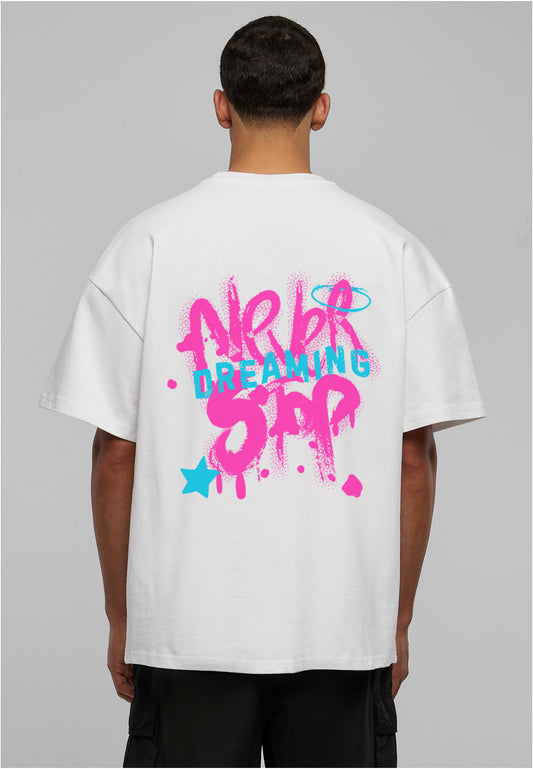 "NEVER STOP DREAMING" // Boxy Statement Tee — Cream White