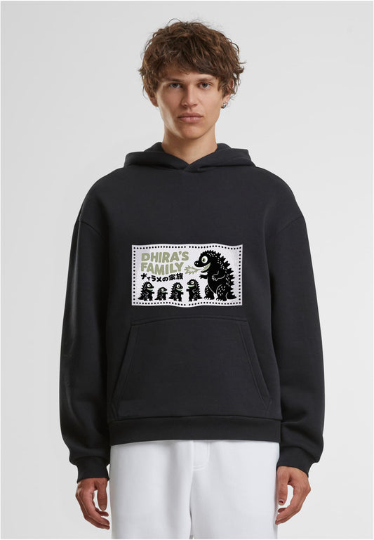 "DHIRA’S FAMILY" // Fluffy Signature Hoodie — Sun-Bleached Black