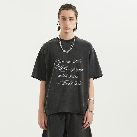 change | faded raw t-shirt |  black