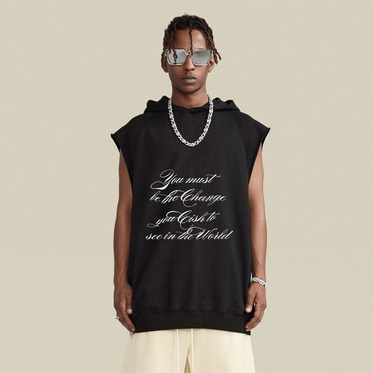 change | sleeveless hoodie | black