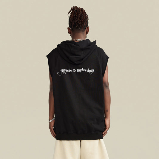 change | sleeveless hoodie | black