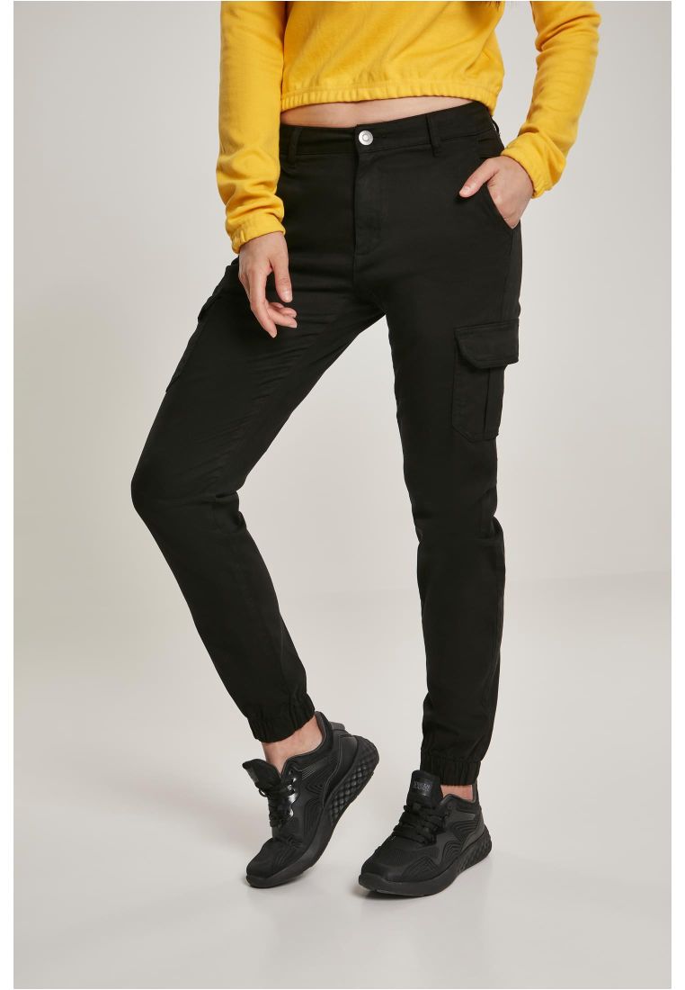 high waist cargo pants | black