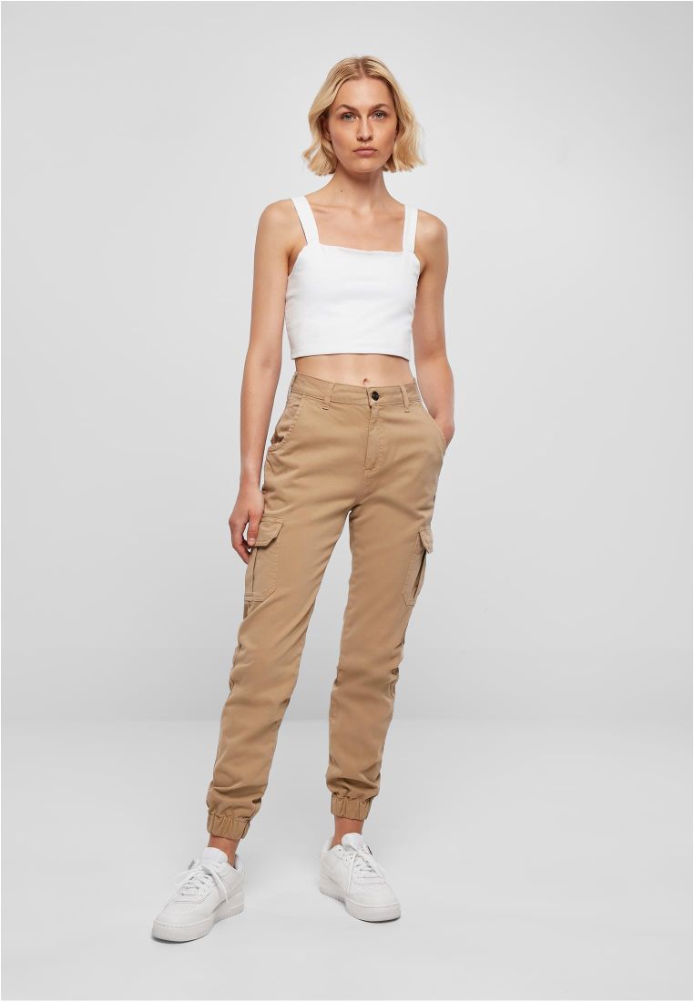 high waist cargo pants | beige