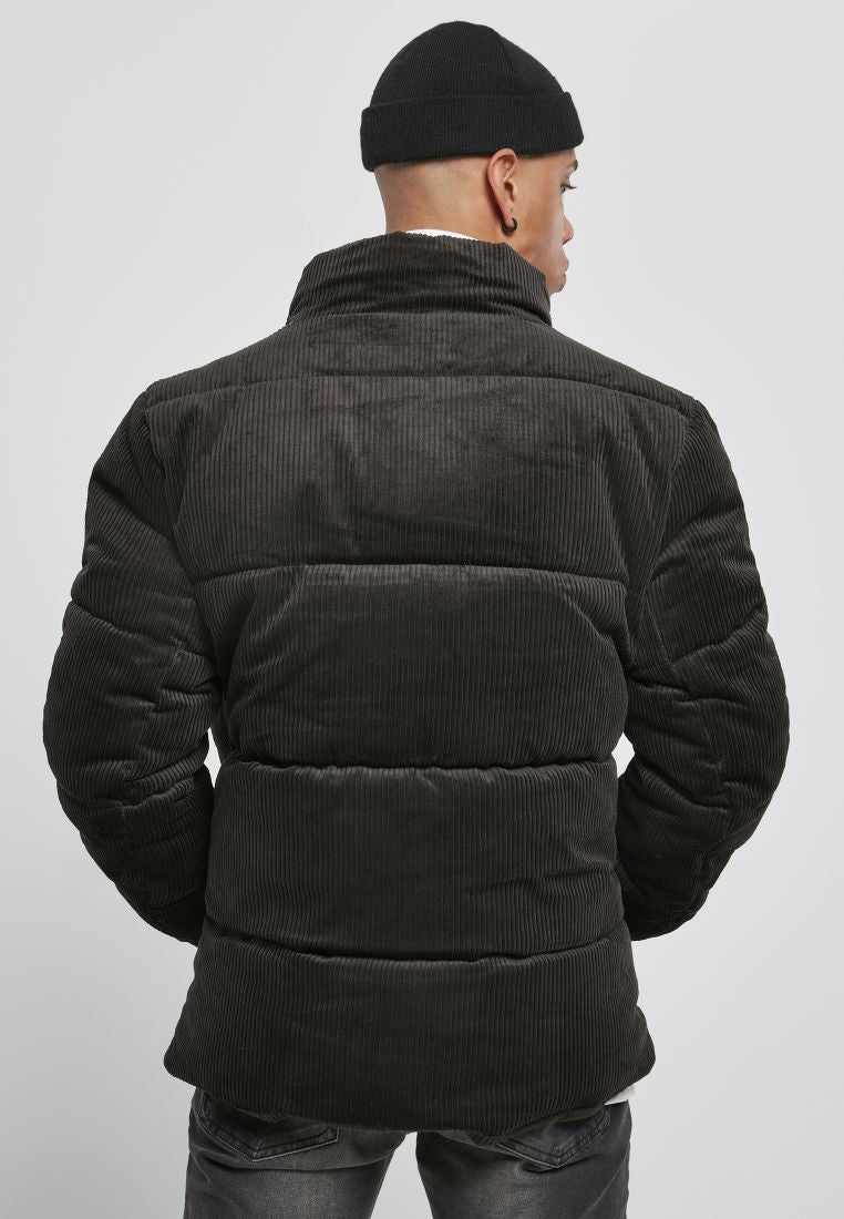 boxy corduroy puffer jacket | black
