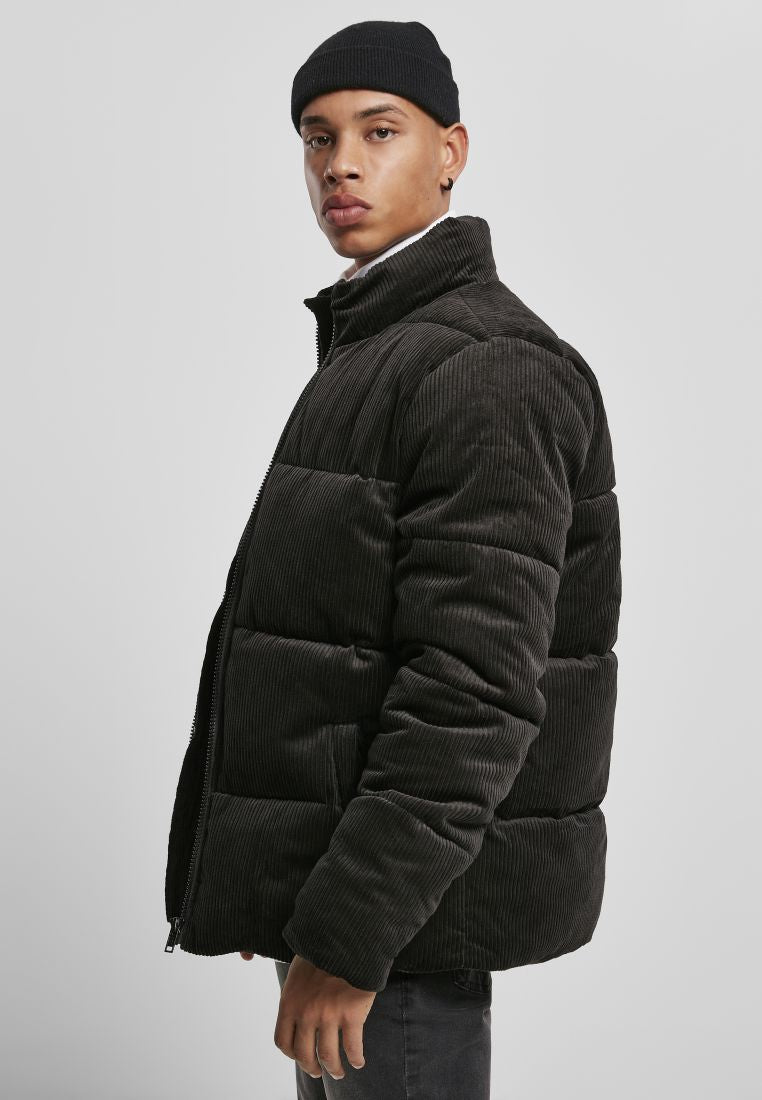 boxy corduroy puffer jacket | black