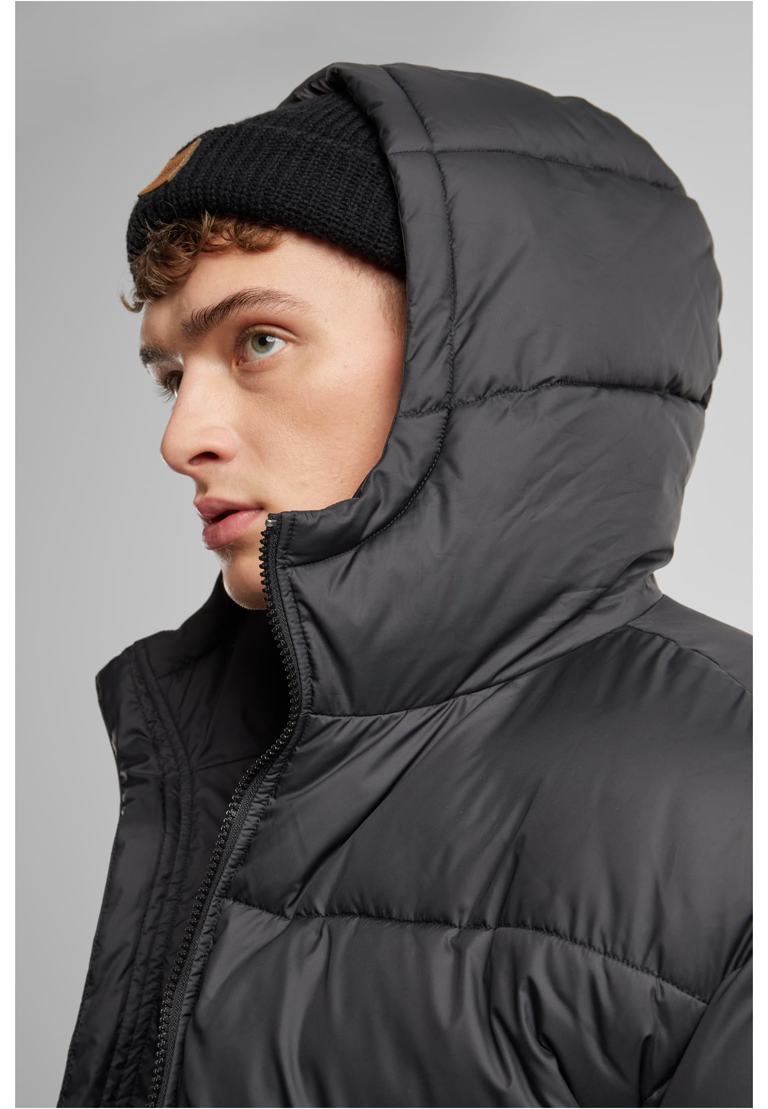 basic puffer jacket with hood| black