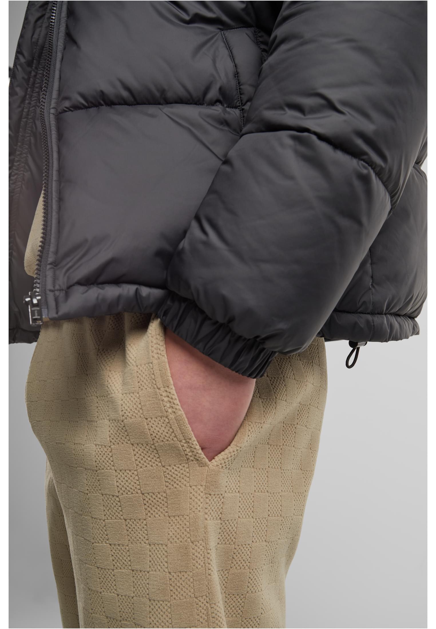 basic puffer jacket with hood| black