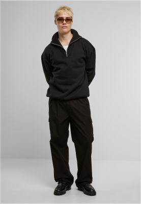 wide pleated cargo pants  | black