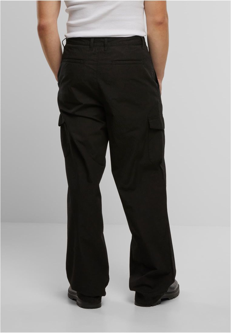 wide pleated cargo pants  | black