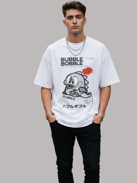 "BUBBLE BOBBLE" // Boxy Graphic Tee — Off-White