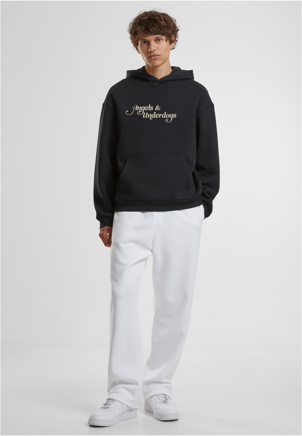 fluffy hoodie | "classic silver script" | black