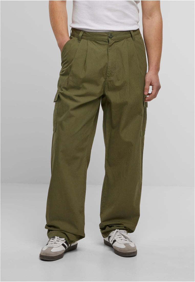 wide pleated cargo pants | olive