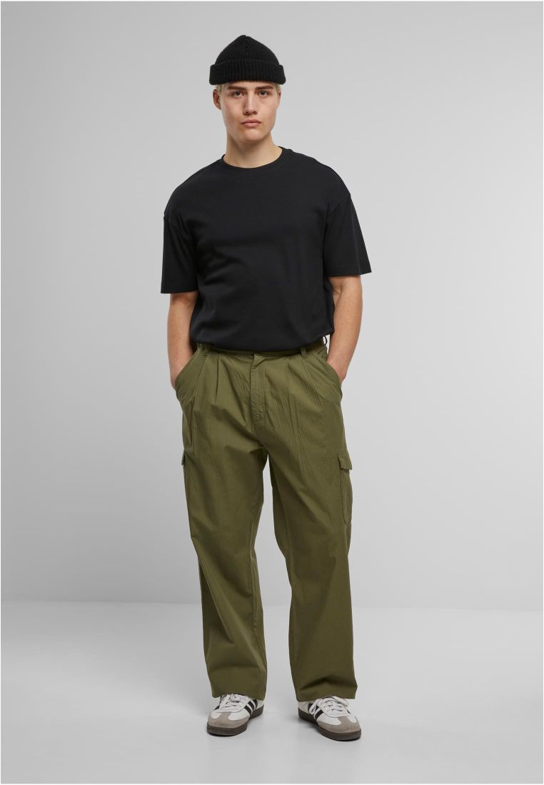 wide pleated cargo pants | olive